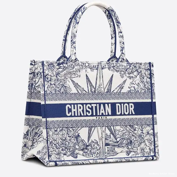 Cheap Tote Motif Dior Canvas d'Infini Blue Reve Book 0326 Hot Sale